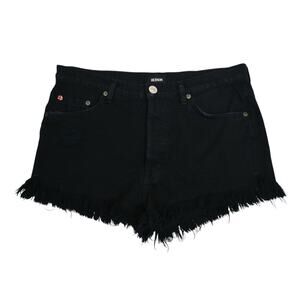 Hudson Womens 27 Tori Slouch Black Distressed Button Fly Jean Shorts